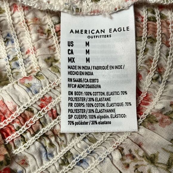 American Eagle Cotton Casual Floral Top - Picture 6 of 7